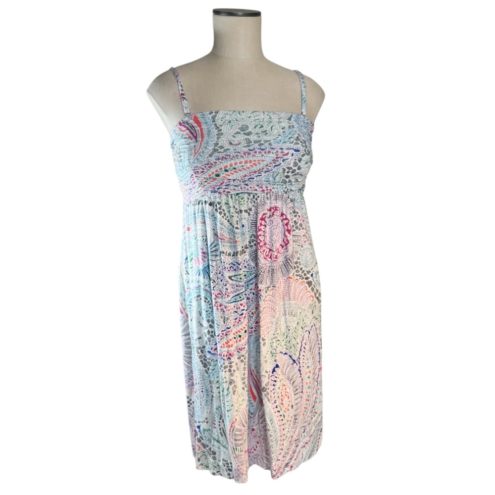 Soma Paisley Spaghetti Strap / Strapless‎ Convertible Knit Dress Sz XS EUC